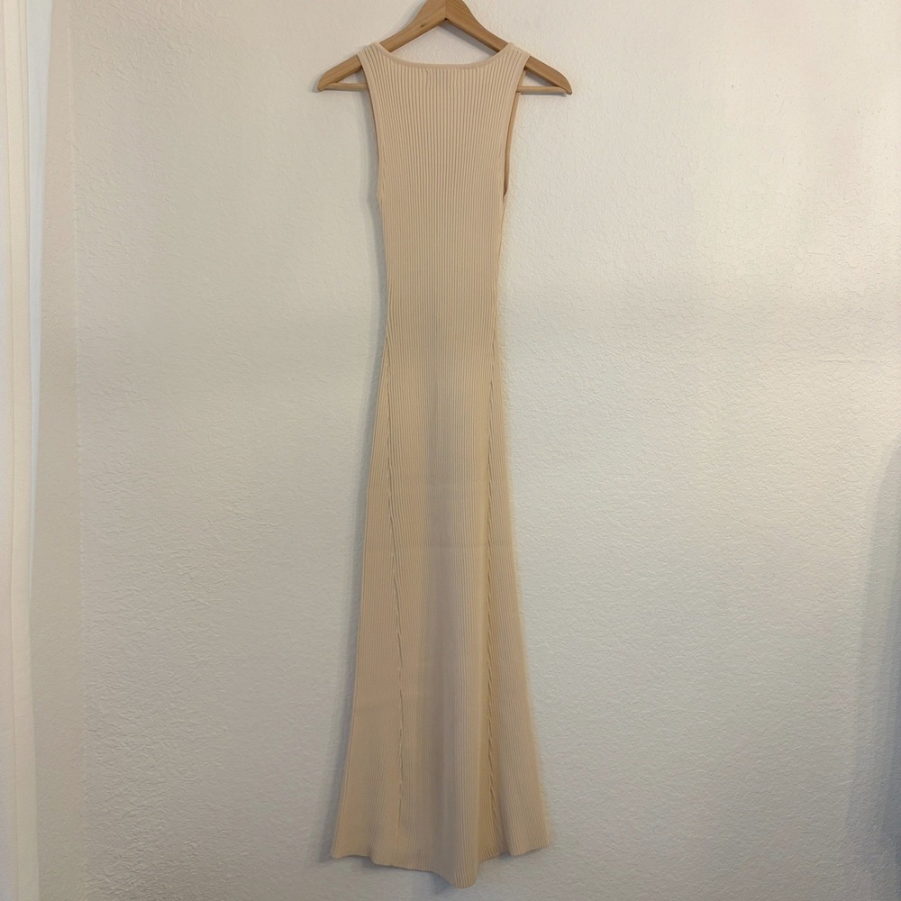 DISSH Billie Maxi Dress M Ribbed Knit Resort Coastal Vacation Minimalist Beige - Picture 5 of 10